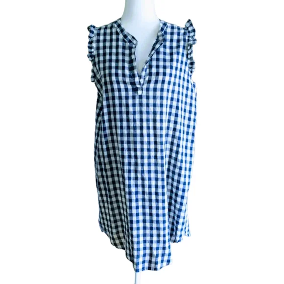 striped linen blend swing dress Off White and Navy Striped Sweetheart Midi Dress main image 1